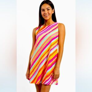 Jude Connally Melody Mod stripe sleeveless swing dress NWT pockets LARGE